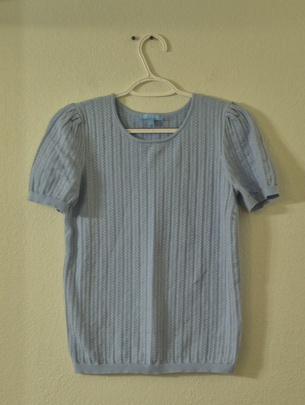 Draper James Pale Blue Puff Sleeve Knit Top